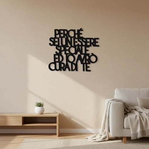 Frase di canzone decorativa da parete in legno “Avrò cura di te”