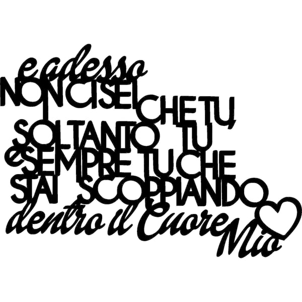 Frase canzone in legno da appendere E adesso non ci sei che tu - Decorazioni Casa