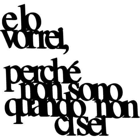 black wooden wall decoration with Italian phrase 'e lo vorrei, perché non sono quello non disel' for home decor