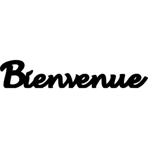Black wooden wall decor with the word Bienvenue in cursive script for home decoration