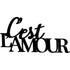 Black wooden wall decoration with cursive French text C'est L'Amour for home decor