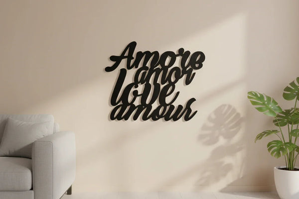Scritta decorativa da parete in legno “Amore Amor Love”