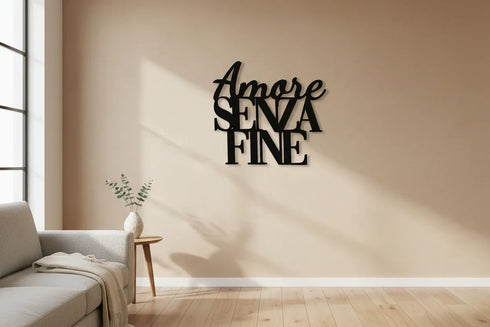Scritta decorativa da parete in legno “Amore senza fine”