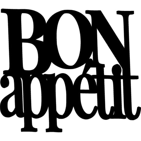 Black wooden wall decor sign with the phrase Bon Appetit for home decoration