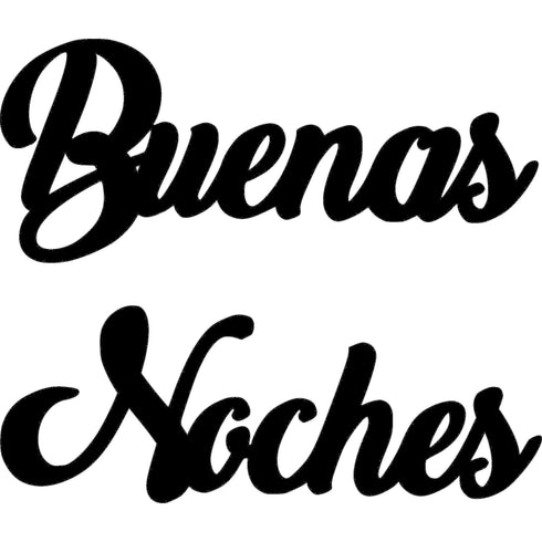 Black wooden decorative sign with the phrase 'Buenas Noches' in cursive script