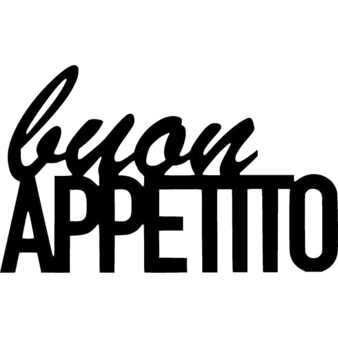 Black wooden wall decoration with Italian phrase Buon Appetito for home decor
