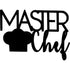 Black wooden wall decoration sign spelling Master Chef with a chef hat silhouette for home decor