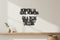 Modern wooden wall decor with Italian quote in black, minimalist home decoration with vase and basket