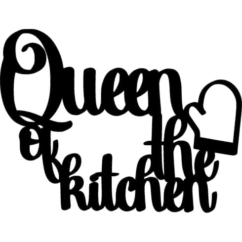 Black wooden decorative wall sign reading 'Queen of the kitchen' with oven mitt graphic for home decor
