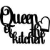 Black wooden decorative wall sign reading 'Queen of the kitchen' with oven mitt graphic for home decor