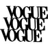 Black wooden decorative wall art with overlapping 'VOGUE' text for stylish home decoration