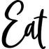 Black wooden wall decor with the word Eat in cursive font, home decoration item