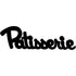 Black wooden script sign reading 'Patisserie' for home decoration on white background