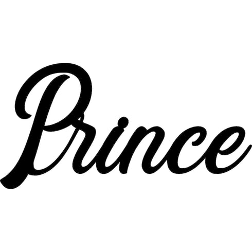 Black wooden script word 'Prince' decorative home wall art