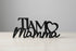 Black wooden decorative sign reading Ti Amo Mamma with heart shape on wooden surface
