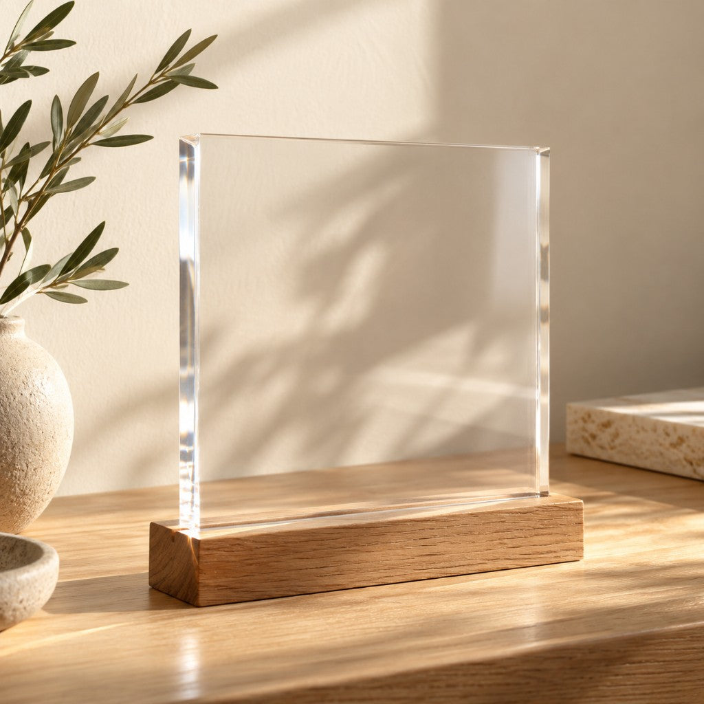 Plexiglass su base in legno