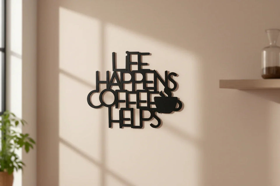 Scritta decorativa da parete in legno Coffee Helps