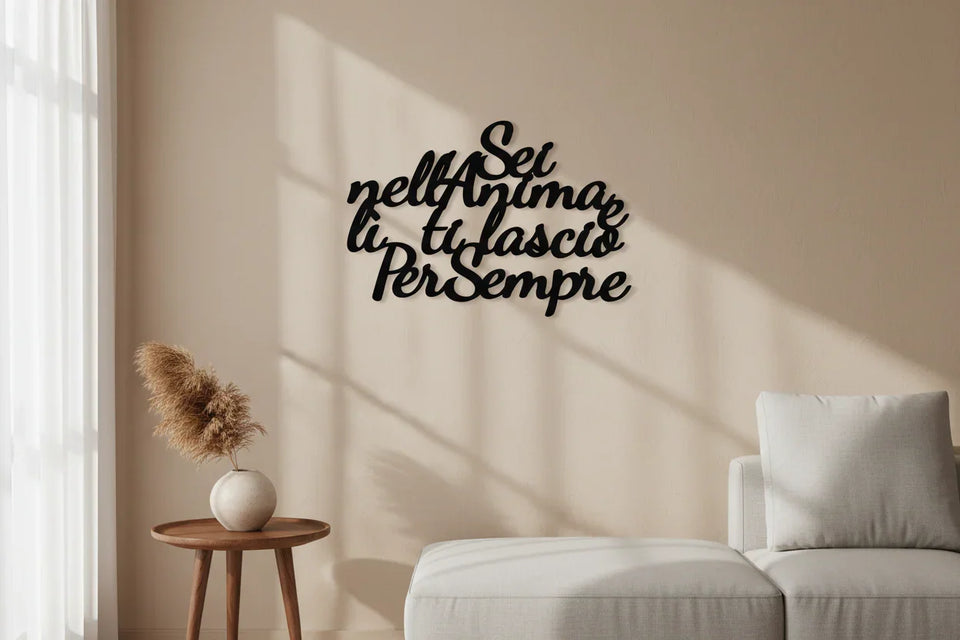 Scritta decorativa da parete in legno Sei nell'anima